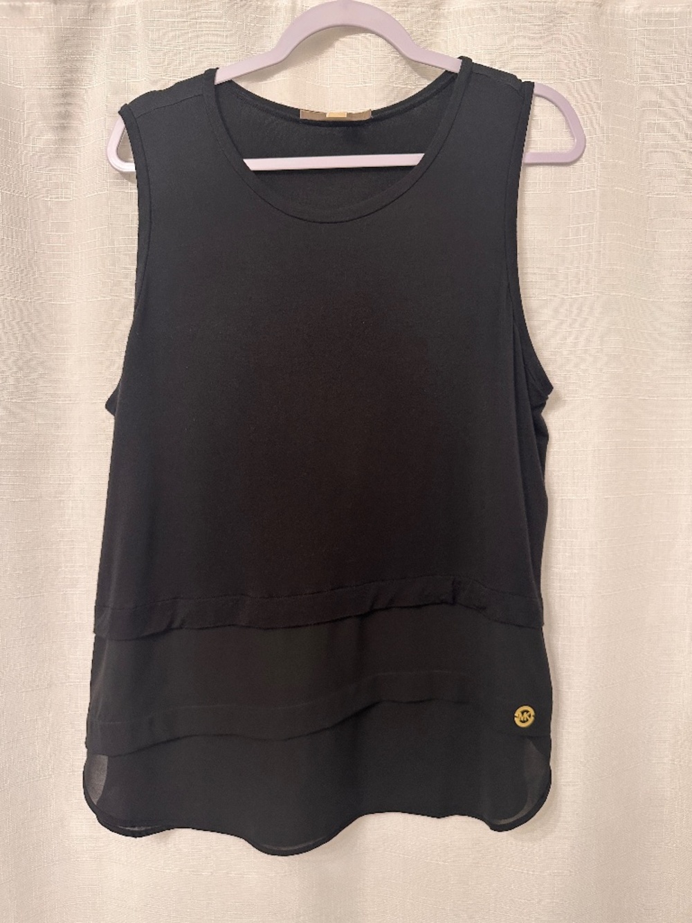 Michael Kors XL Black Layered High Low Tunic Top